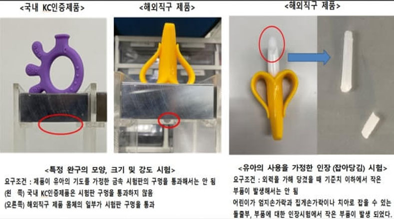 유아 치발기 국내와 중국산 제품 비교
